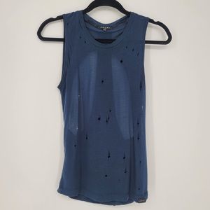 Koral Distressed Open Cut Out Back Tank Sz S